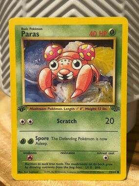 Pokemon Paras, Vintage Card, 1999, 96, 98, Collectible, Fan Favorite